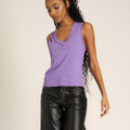 Project Social T Purple V-Neck, 100% Cotton Tank Top Size M