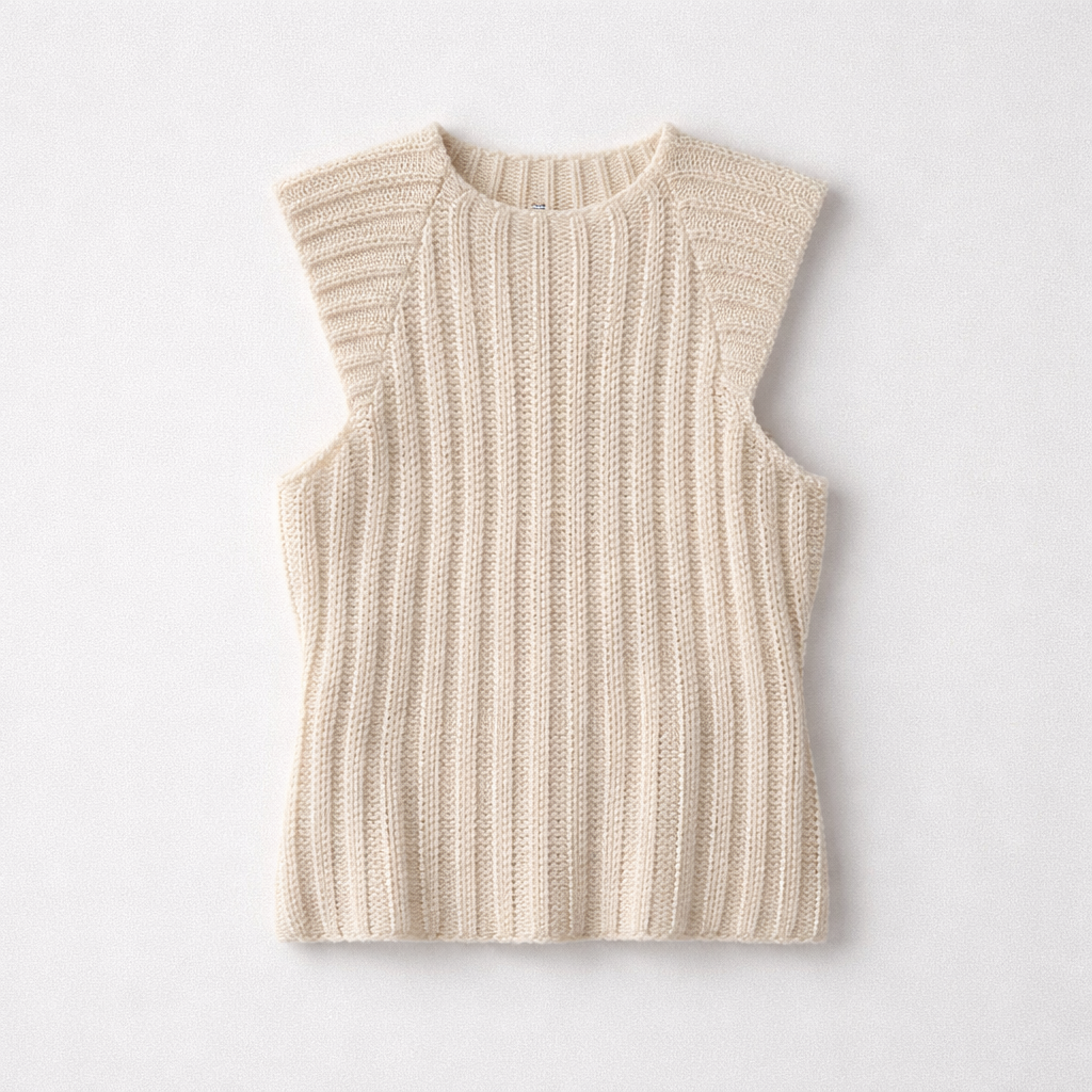 Le Lis Cream Ribbed Knit Sweater