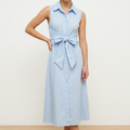 Meet Me in Santorini Light Blue Sleeveless Midi Shirt Dress