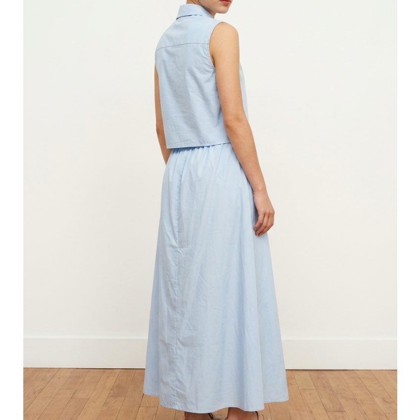 Meet Me in Santorini Light Blue Sleeveless Midi Shirt Dress