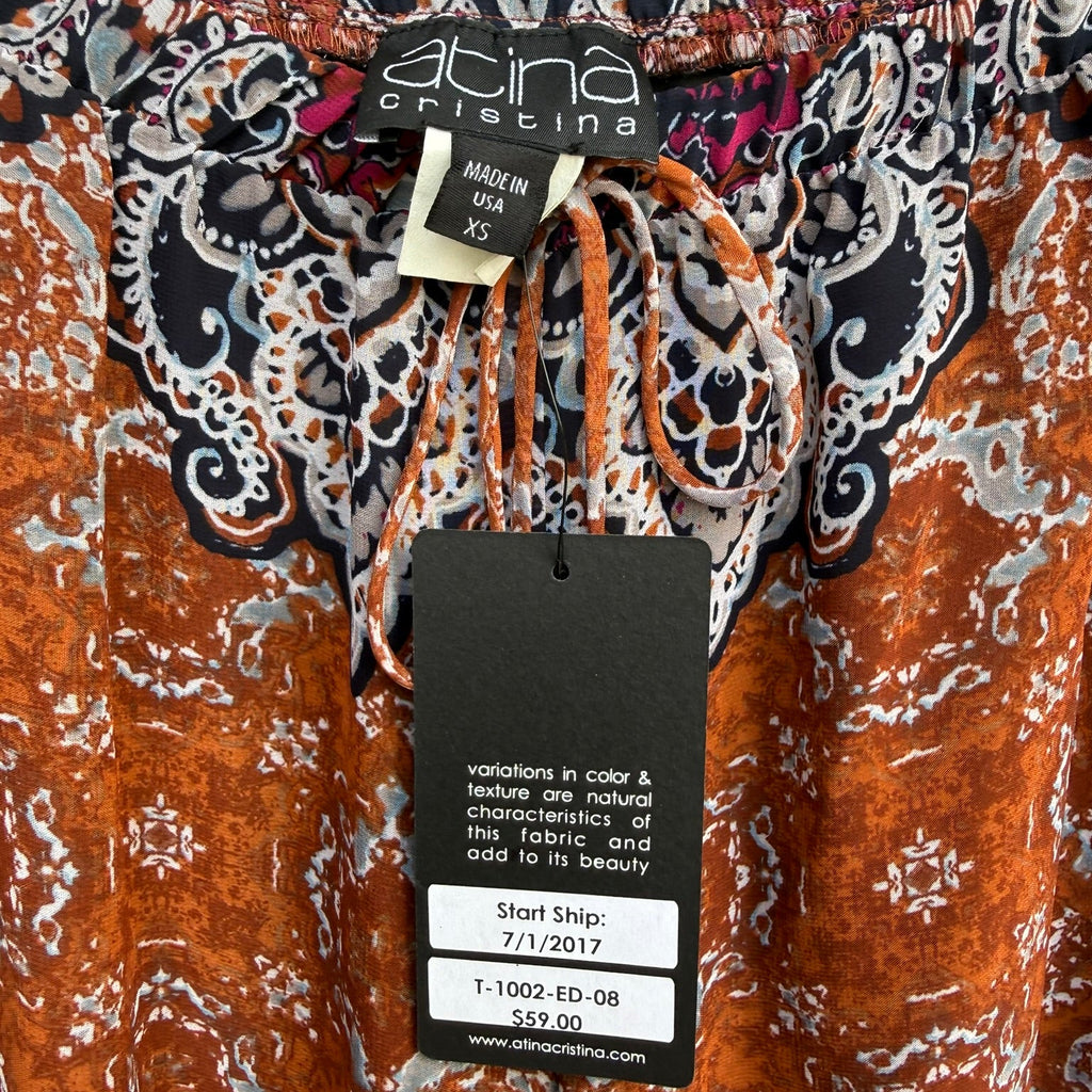 Atina Cristina Paisley Wide Leg Pull On Pants NWT Size XS