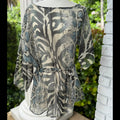 Analili Printed Sheer Tie-Waist Blouse Size XS