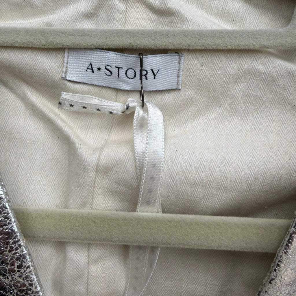 A*STORY Metallic Silver Cropped Waistcoat Vest Size Small