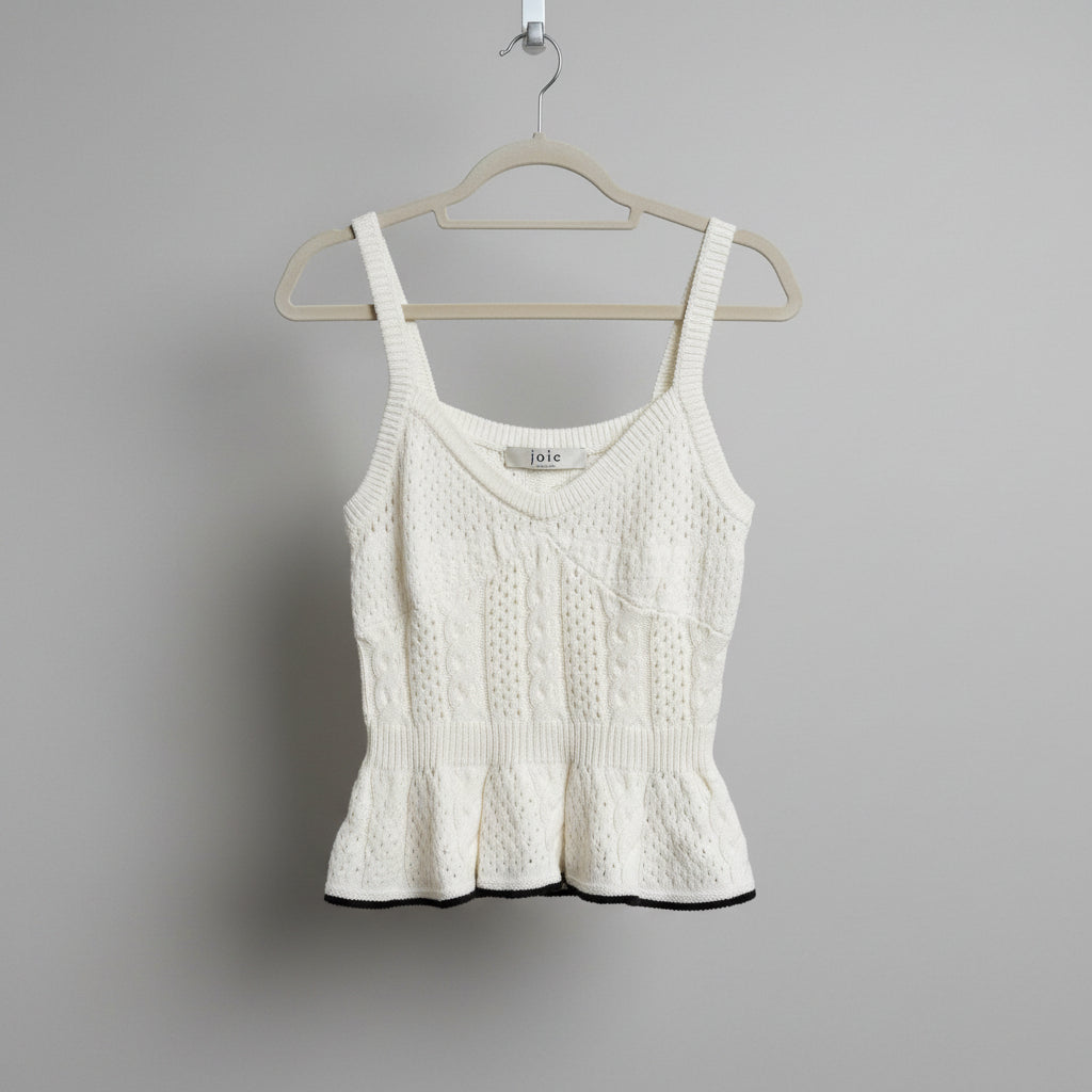 Joie White Cable Knit Peplum Tank Size Small