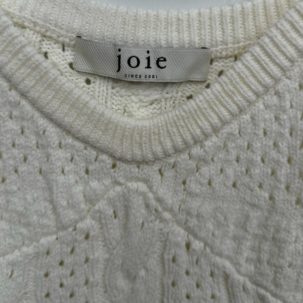 Joie White Cable Knit Peplum Tank Size Small
