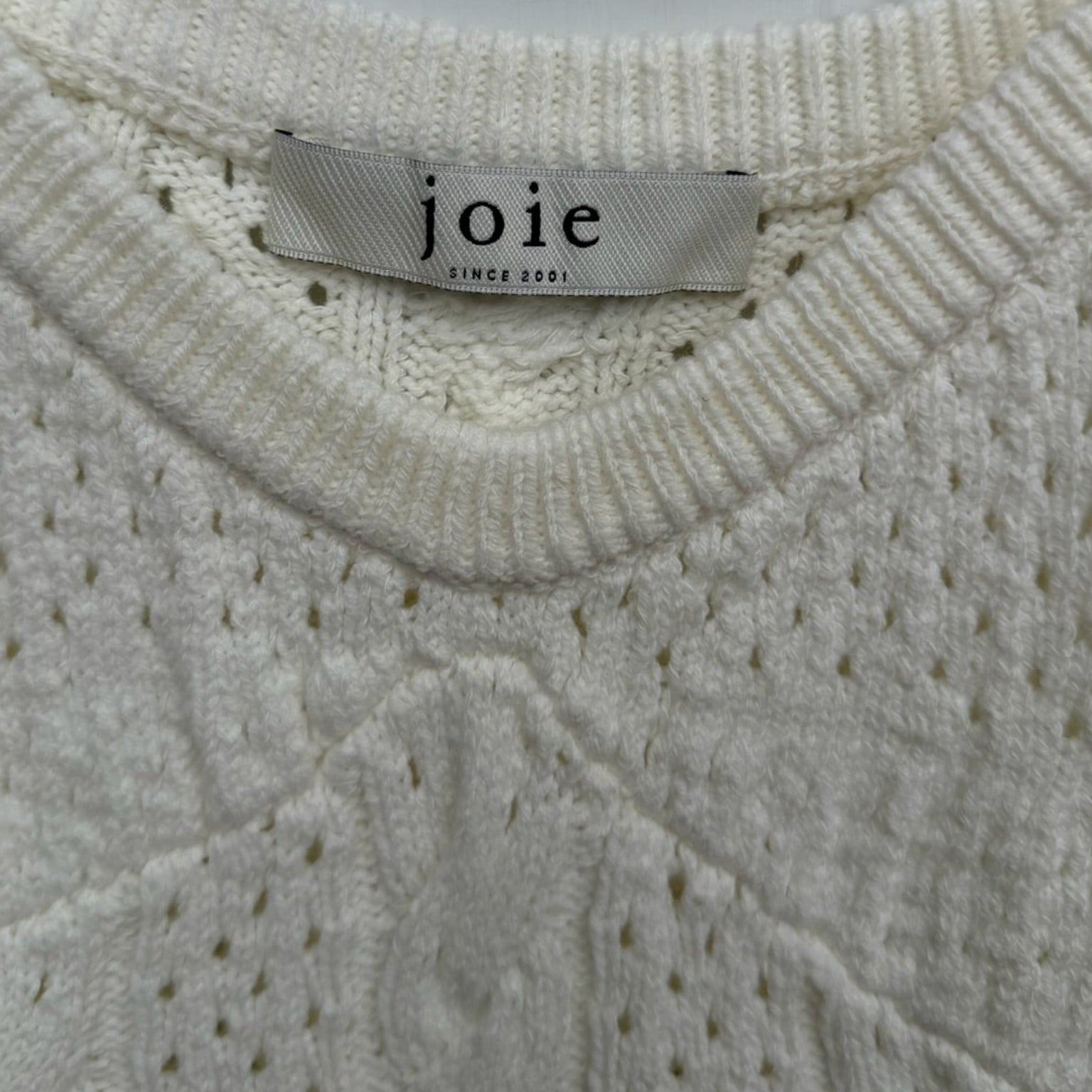 Joie White Cable Knit Peplum Tank Size Small