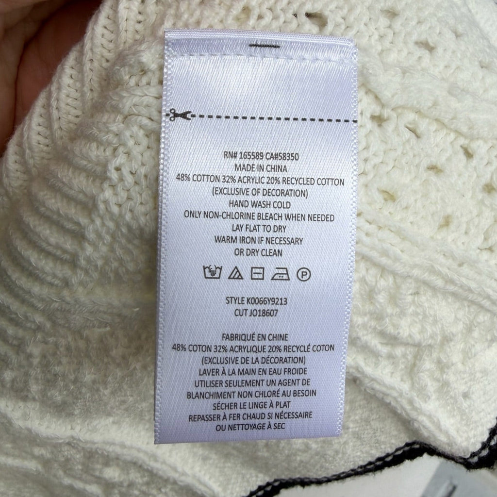 Joie White Cable Knit Peplum Tank Size Small