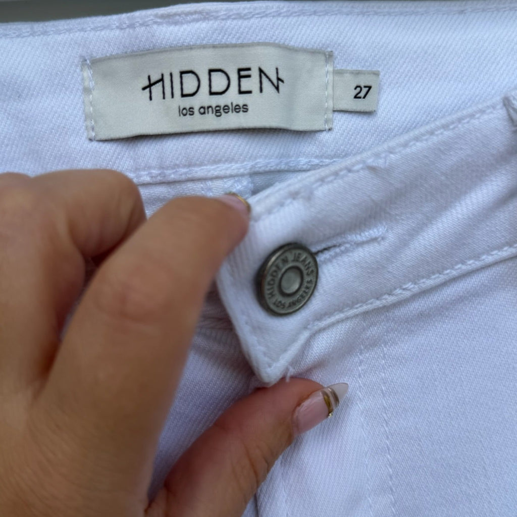 Hidden Los Angeles White Crop Flare Jeans Size 27