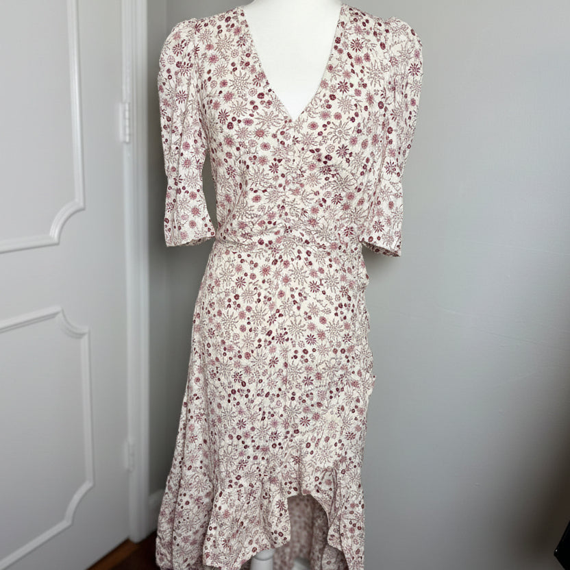 Sandro Trinidad Floral Wrap Front high/Low Dress Size 8 (38)
