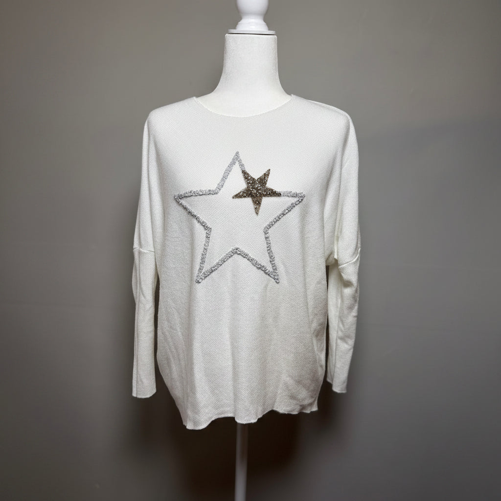 Brand Bazar Italian Knit Star Sweater Size Medium