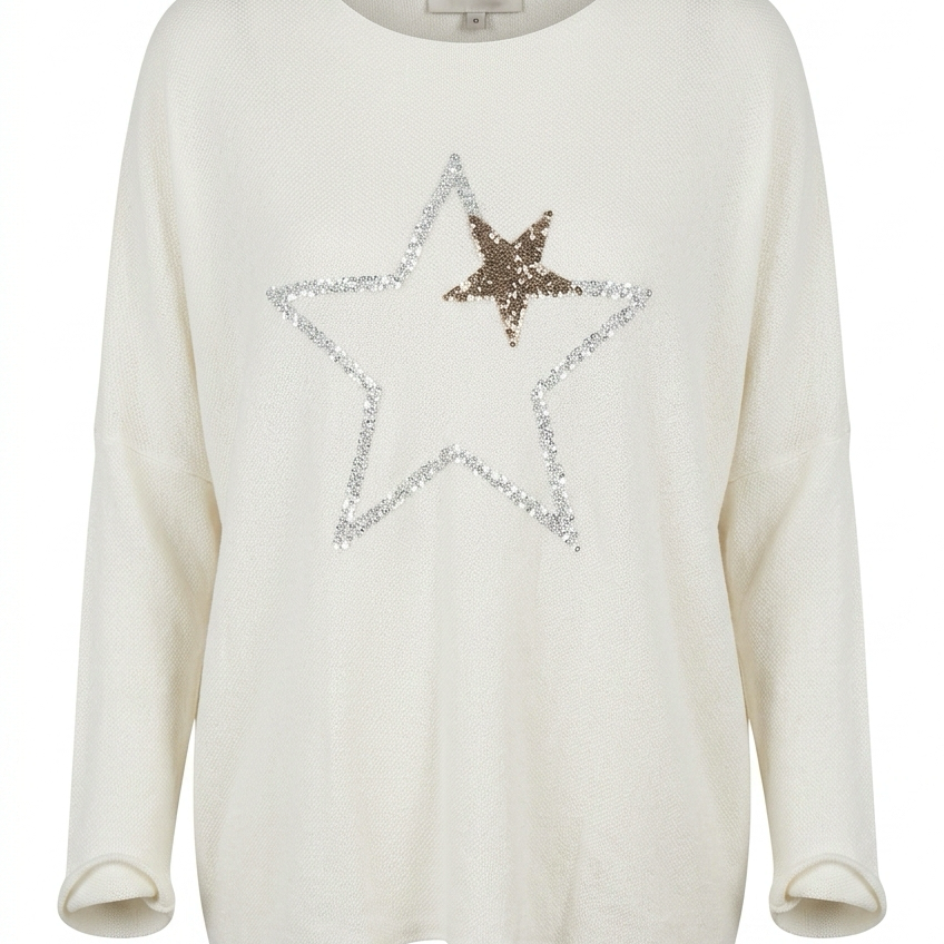 Brand Bazar Italian Knit Star Sweater Size Medium