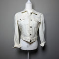 Lauren Ralph Lauren (LRL) White Distressed Denim Jacket Size Small