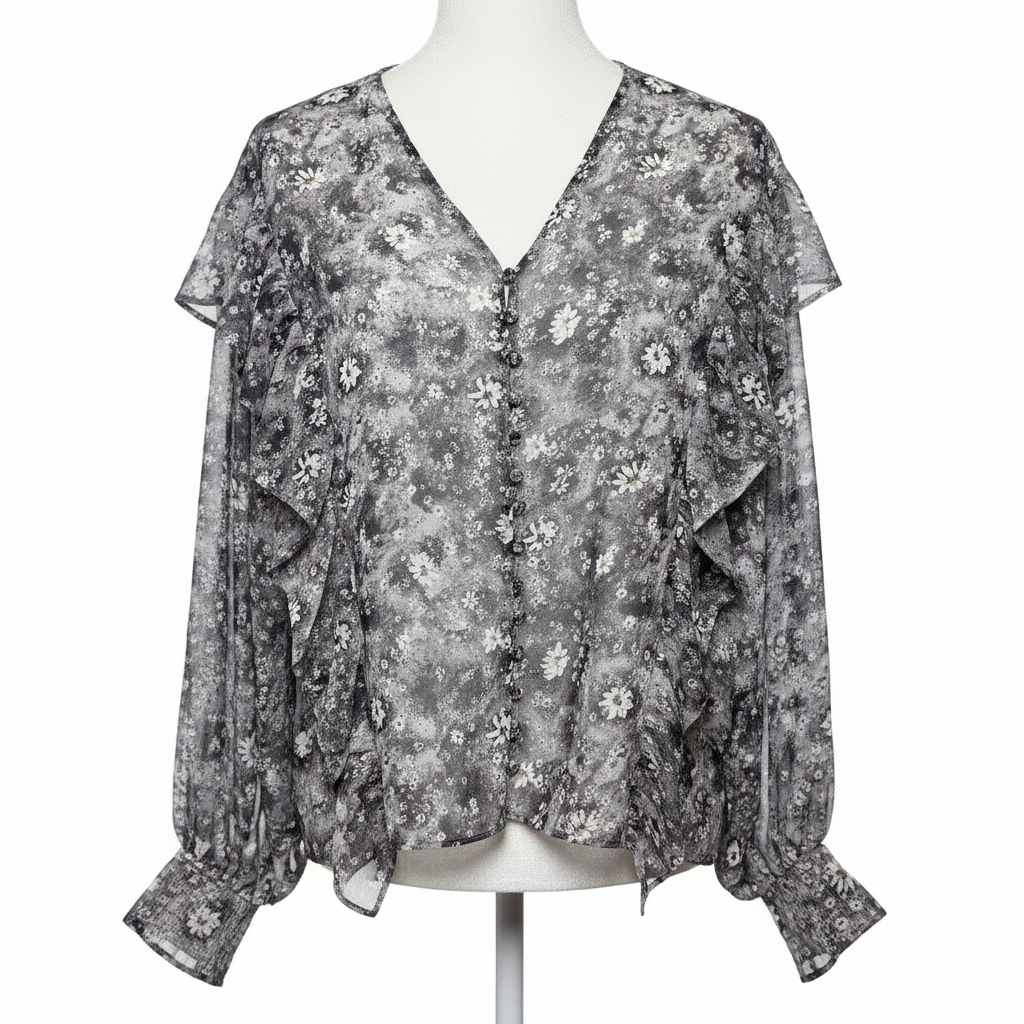 The Kooples Floral Ruffled Blouse Size Medium