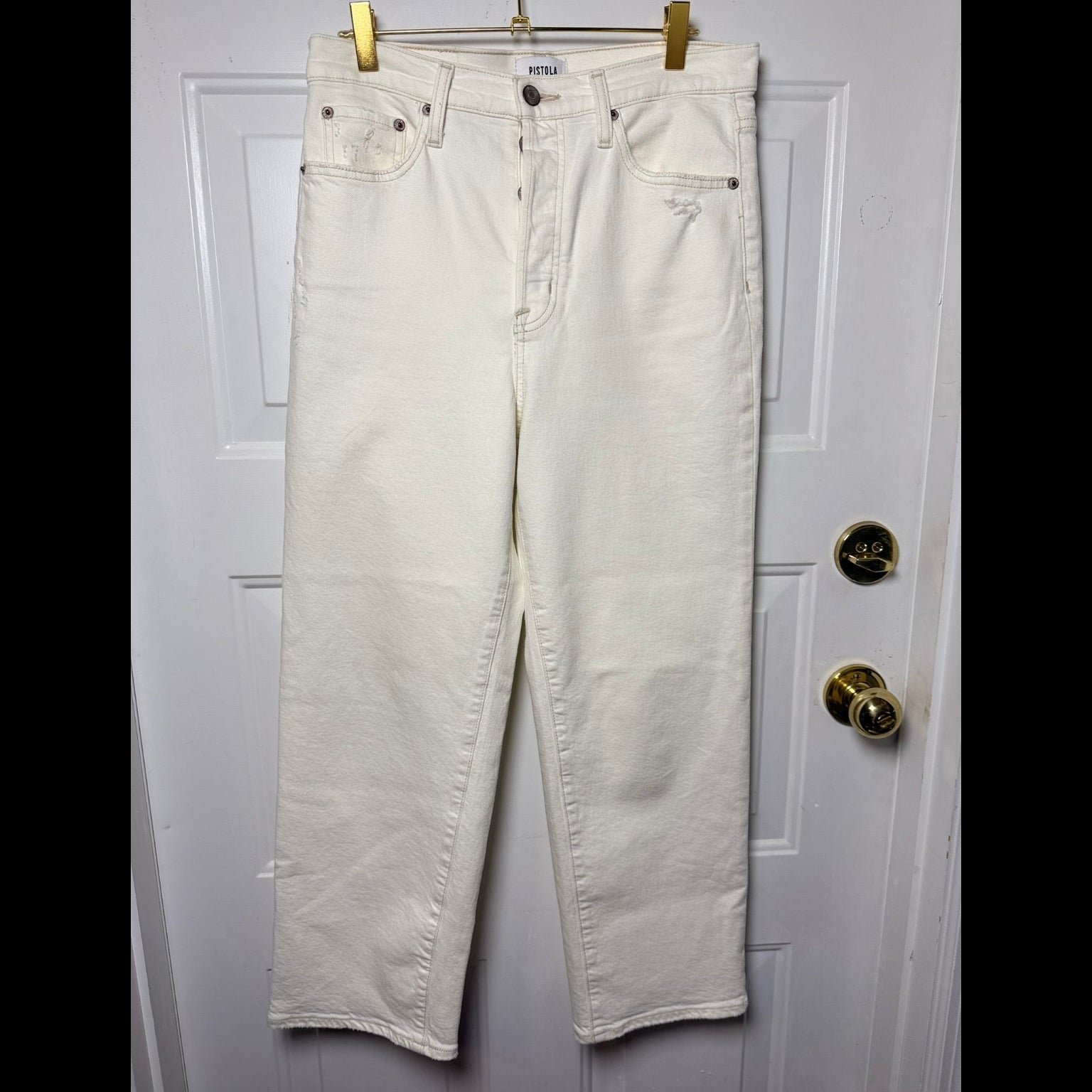 Pistola Off-White High Rise Straight Jeans Size 28