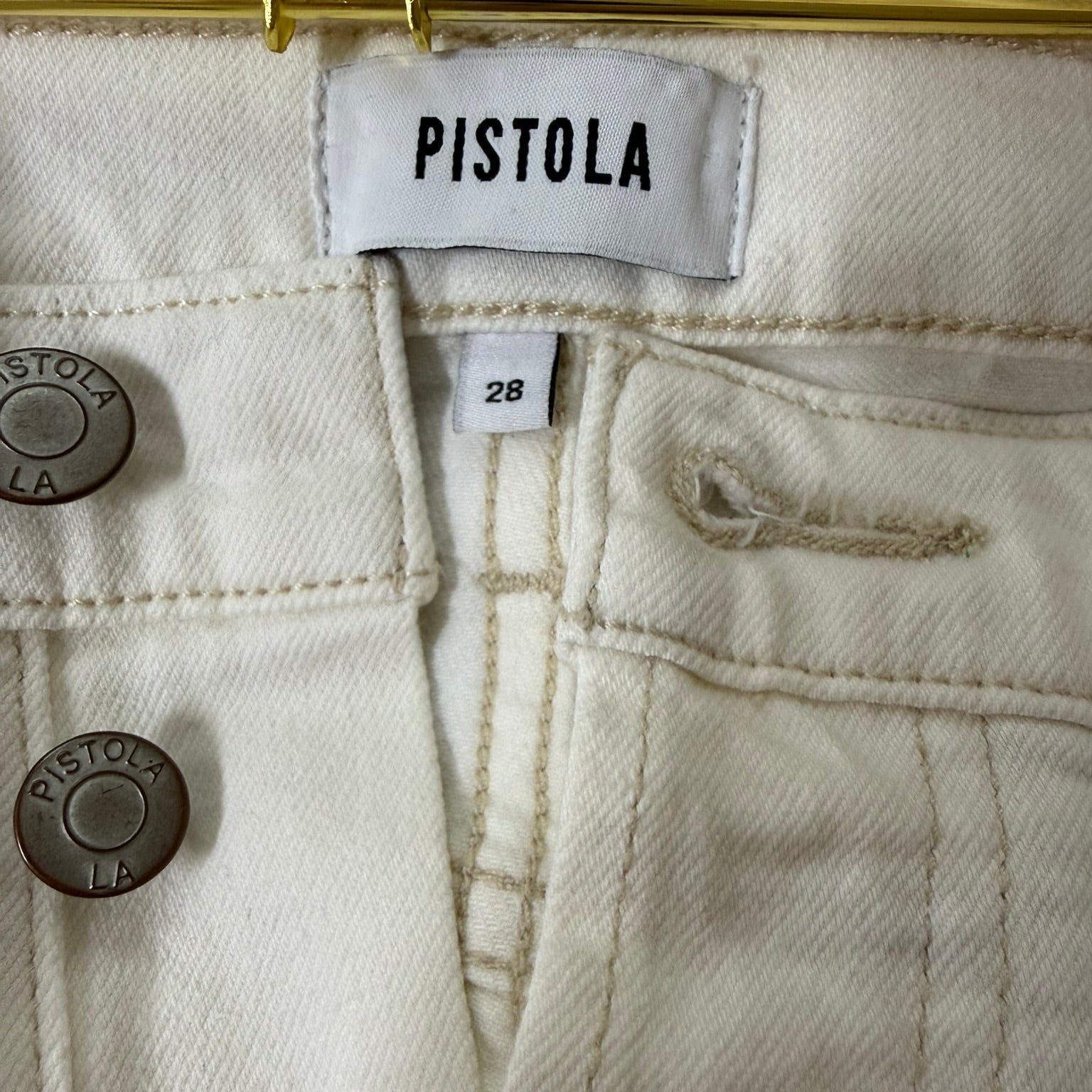 Pistola Off-White High Rise Straight Jeans Size 28