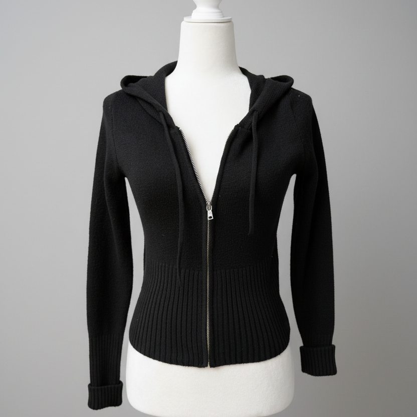 Gilly Hicks Ribbed Zip-Up Hoodie Size Medium