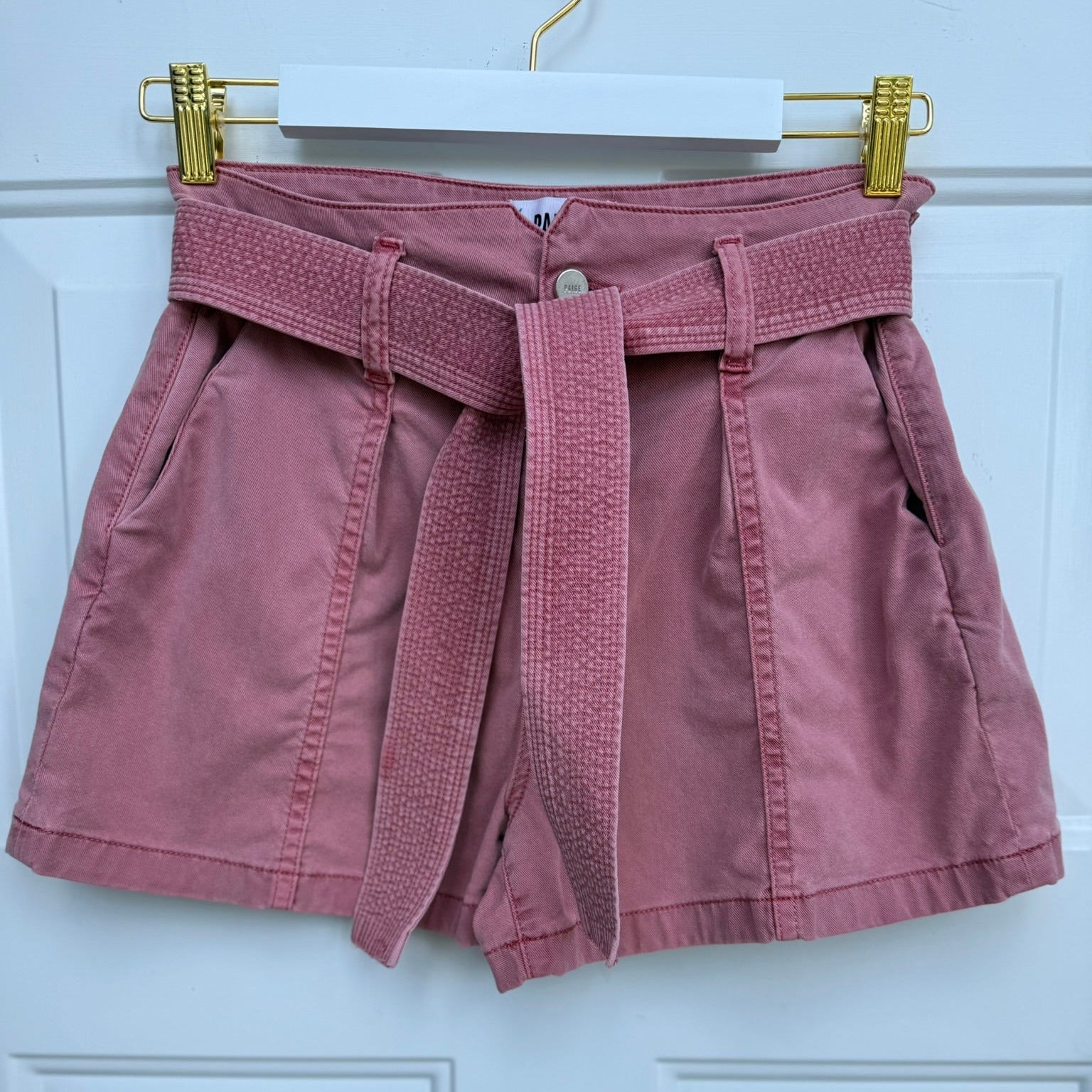 Paige Dusty Rose Belted Shorts Size 27