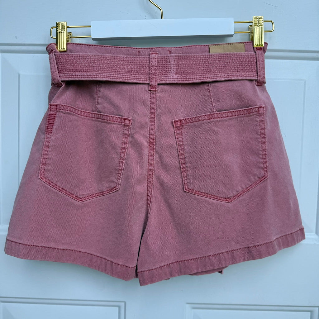 Paige Dusty Rose Belted Shorts Size 27