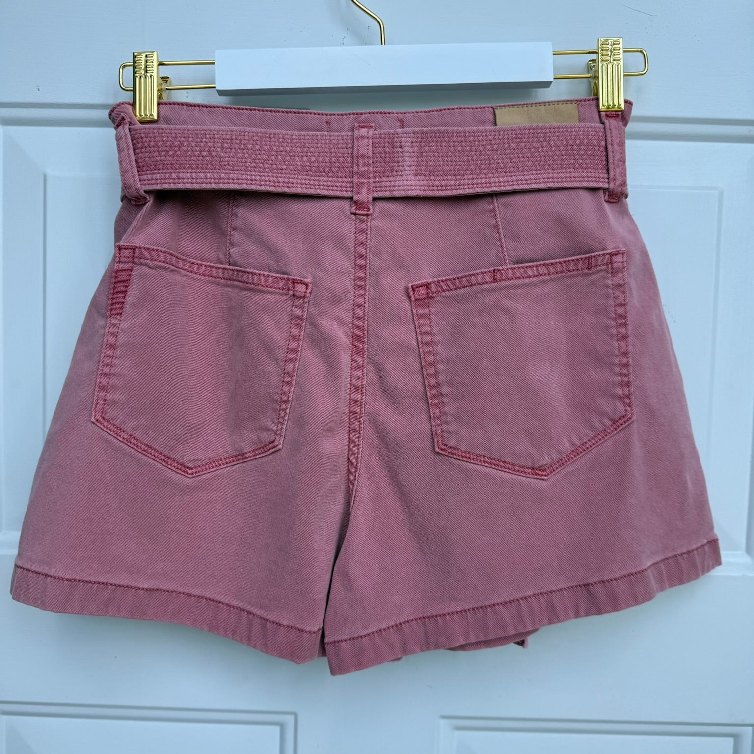 Paige Dusty Rose Belted Shorts Size 27
