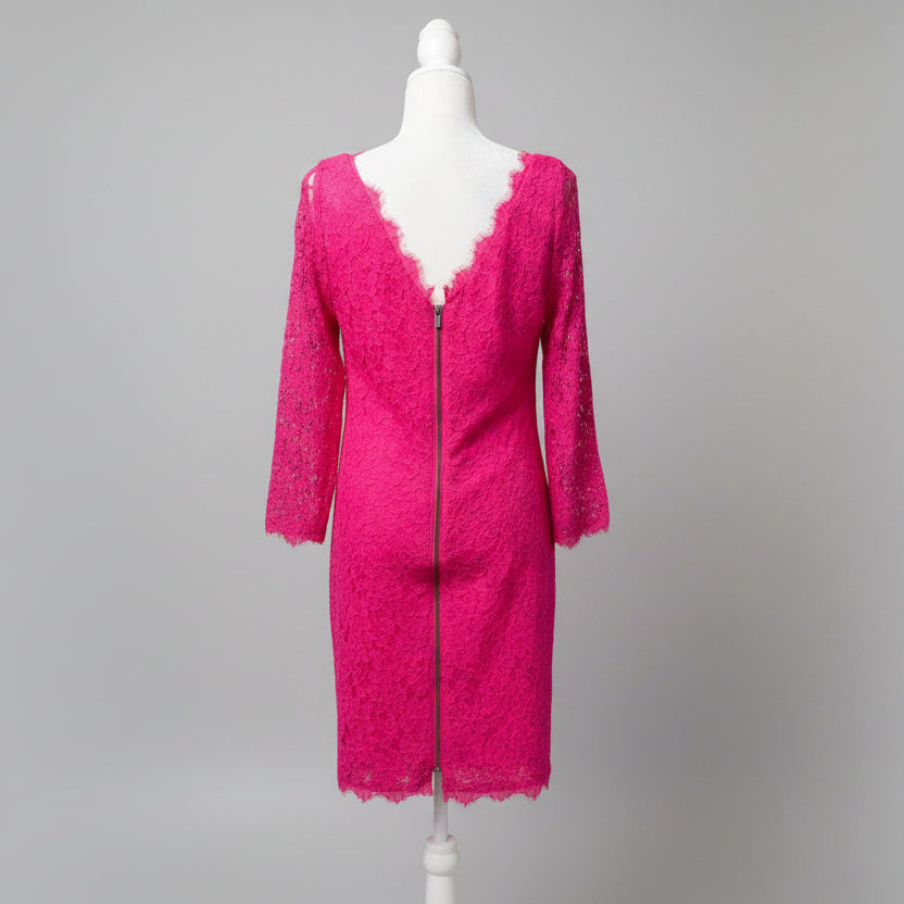 Diane von Furstenberg Hot Pink Lace Dress Size 12