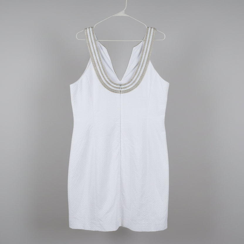 Lilly Pulitzer Metallic Trim Shift Dress WHITE Size 16