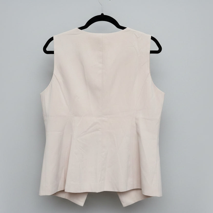 Beige Tailored Sleeveless Button-Down Vest Size XL