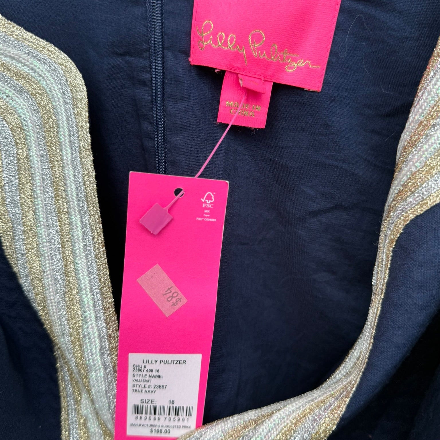Lilly Pulitzer Valli Shift Dress Navy Size 16