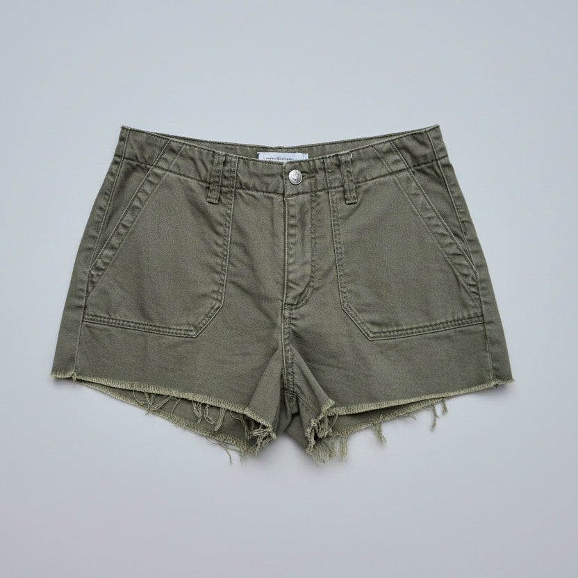 Paige Olive Green Raw Hem Shorts Size 27