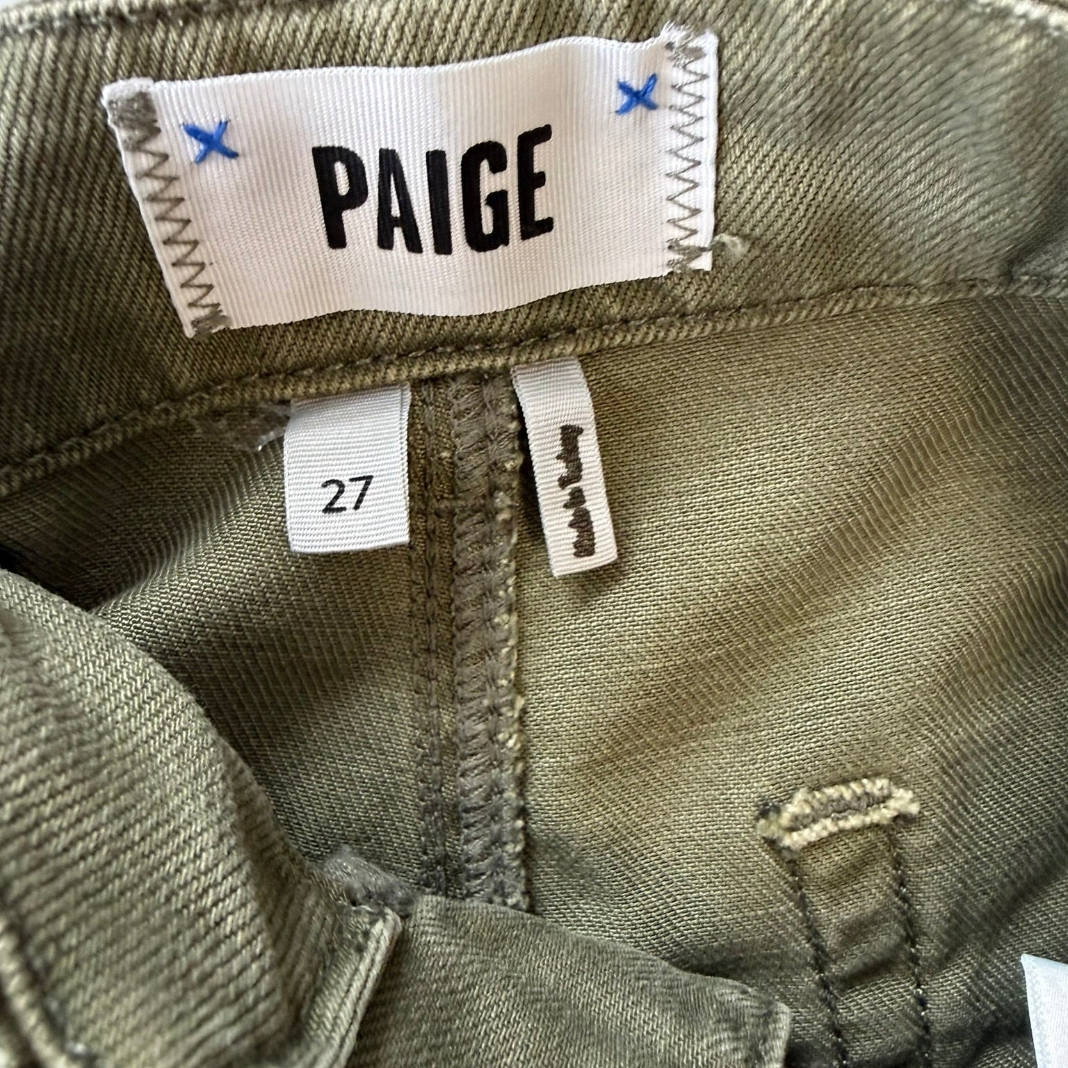 Paige Olive Green Raw Hem Shorts Size 27
