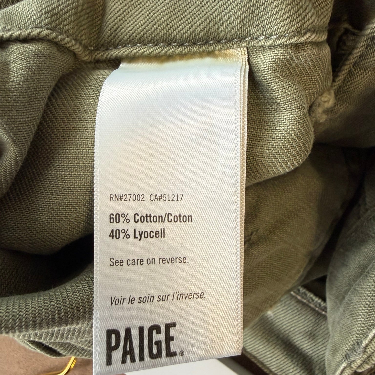 Paige Olive Green Raw Hem Shorts Size 27