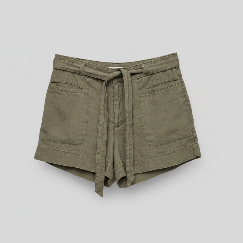 Sanctuary Olive Green Linen Belted Shorts Size 27