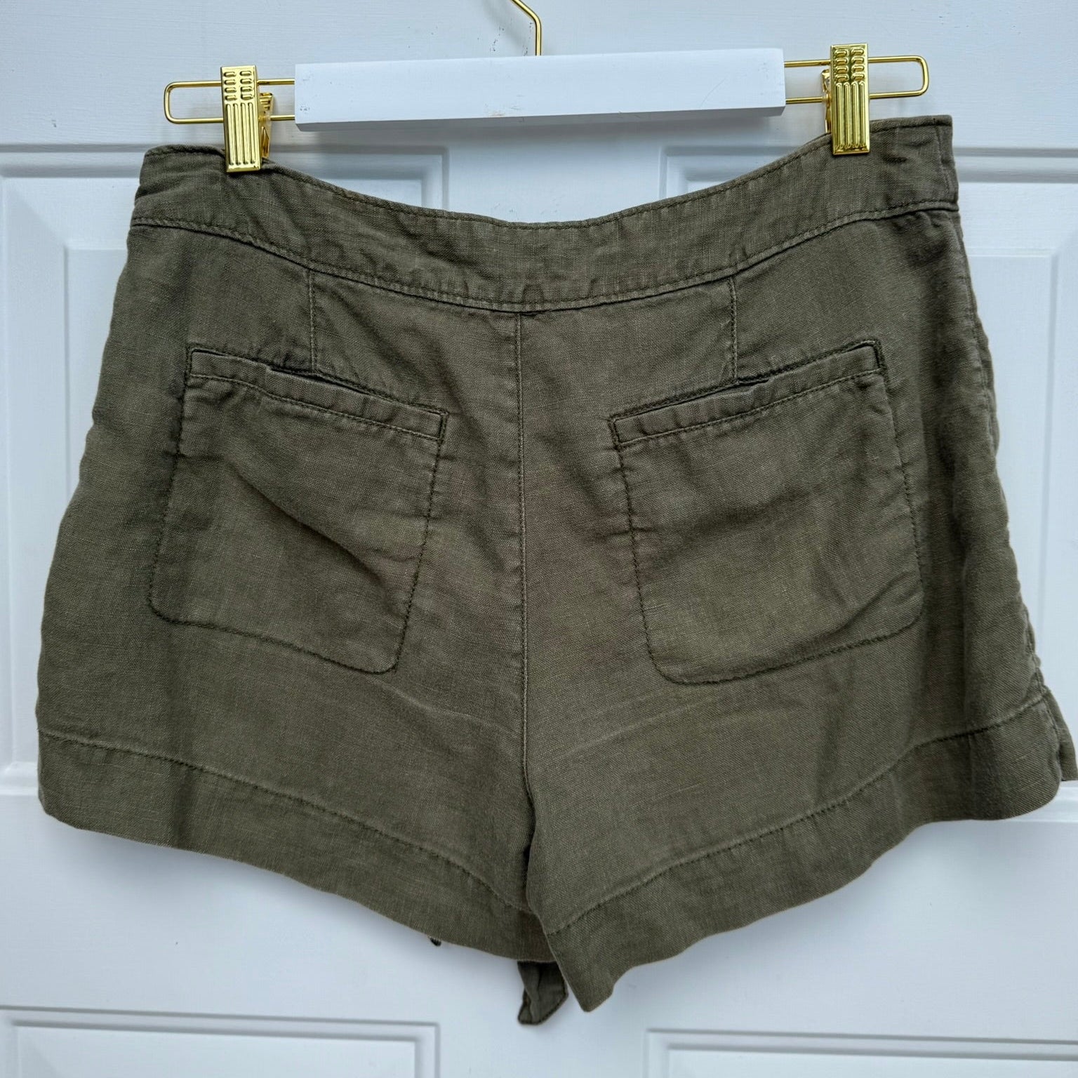 Sanctuary Olive Green Linen Belted Shorts Size 27