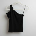 Pistola Black Ribbed One-Shoulder Top Size Small
