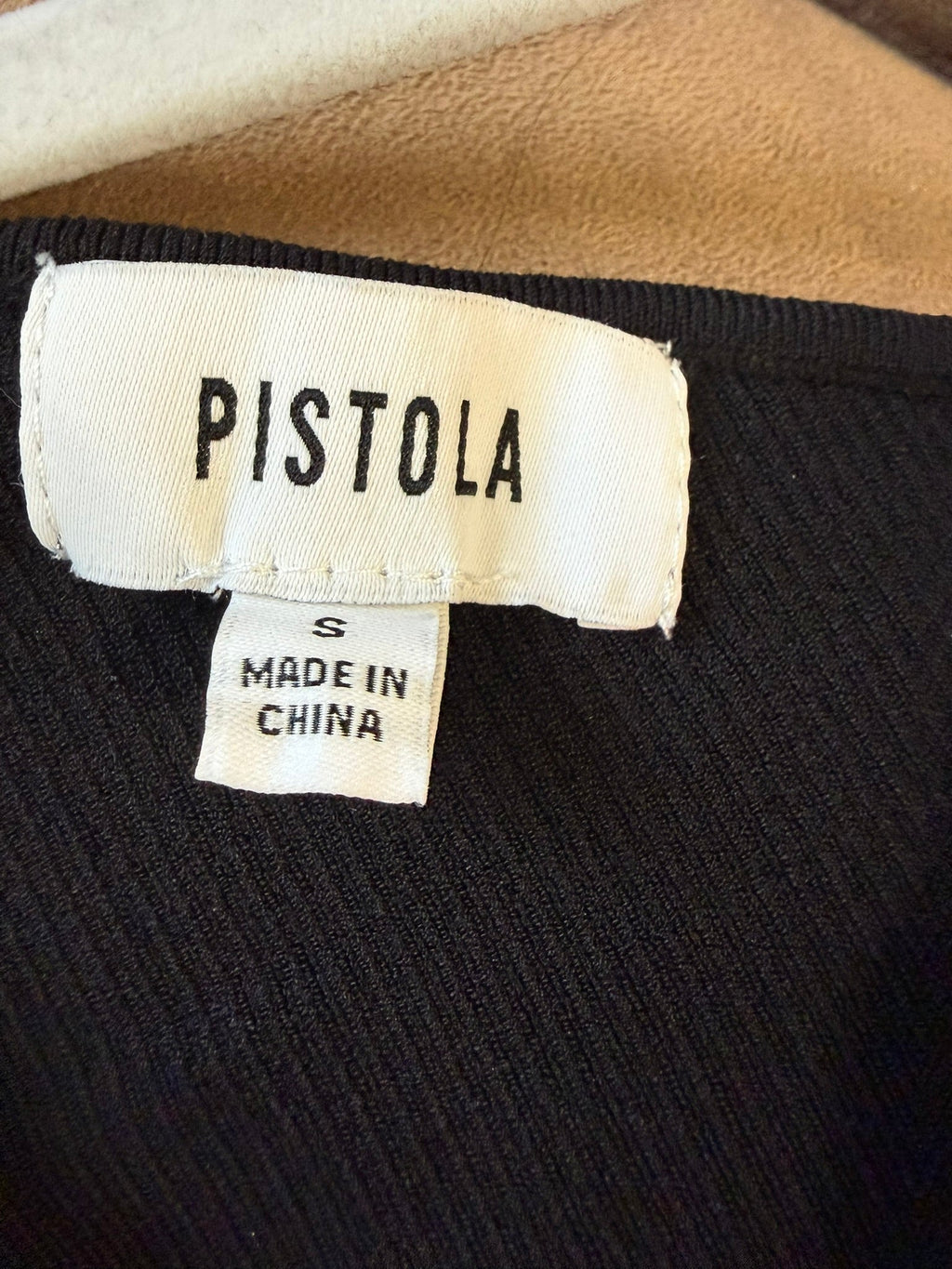 Pistola Black Ribbed One-Shoulder Top Size Small