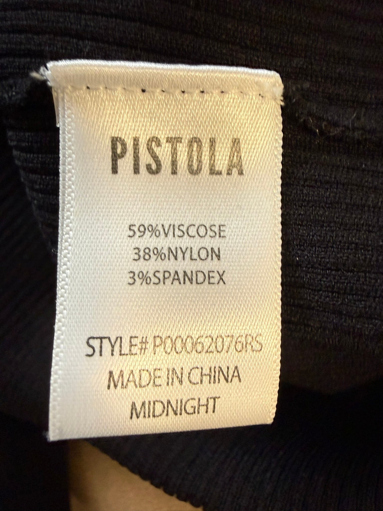 Pistola Black Ribbed One-Shoulder Top Size Small