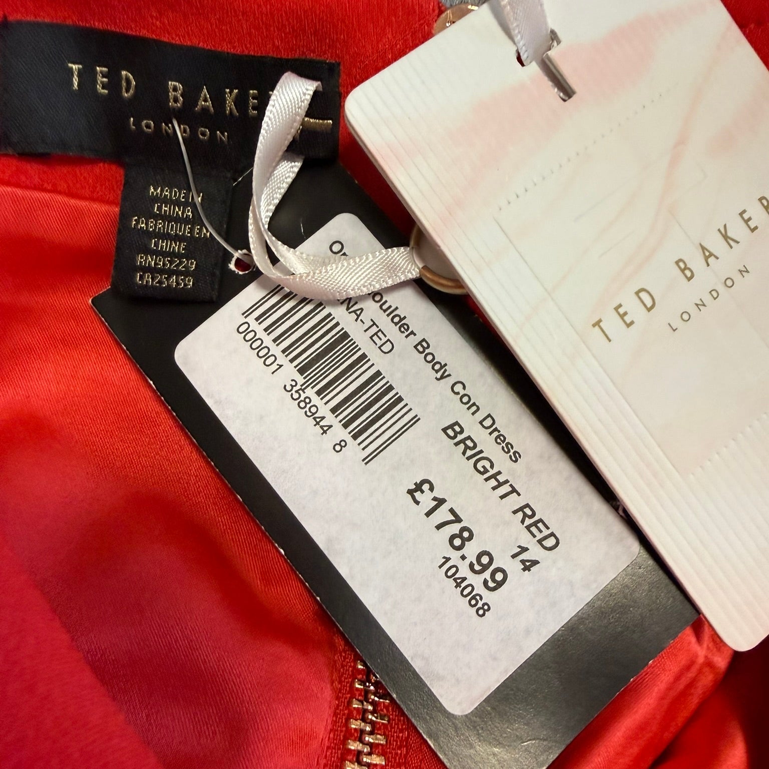 Ted Baker One Shoulder Bodycon Dress Size 4 (US 14)