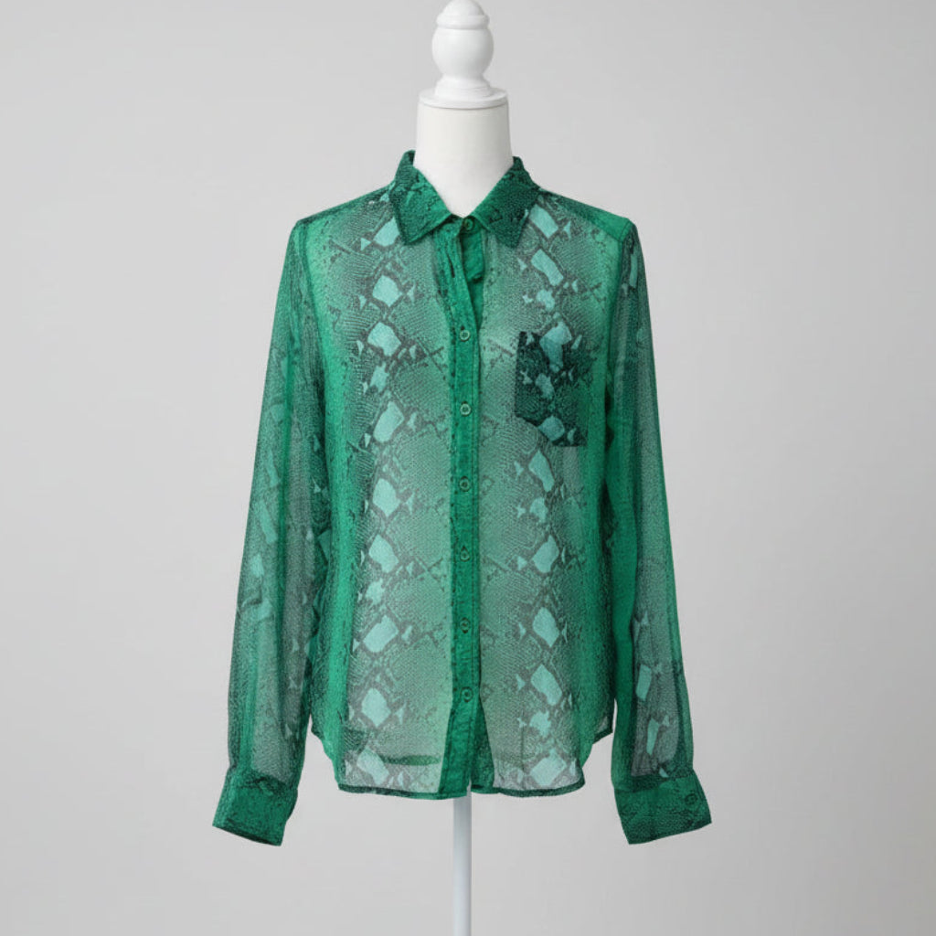 Equipment Femme Silk Snake Print Blouse Size Medium