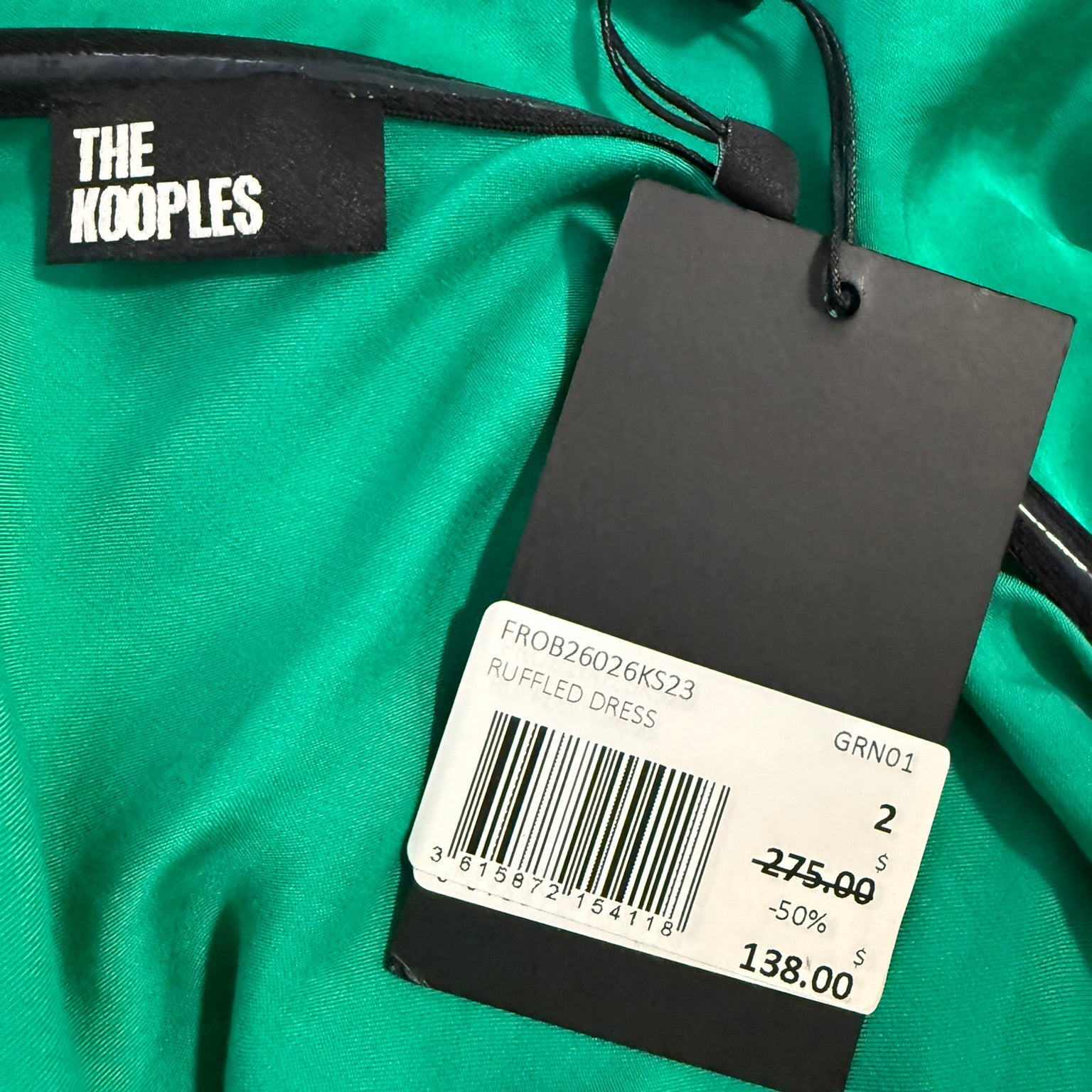The Kooples Emerald Green Ruffled Dress Size 2
