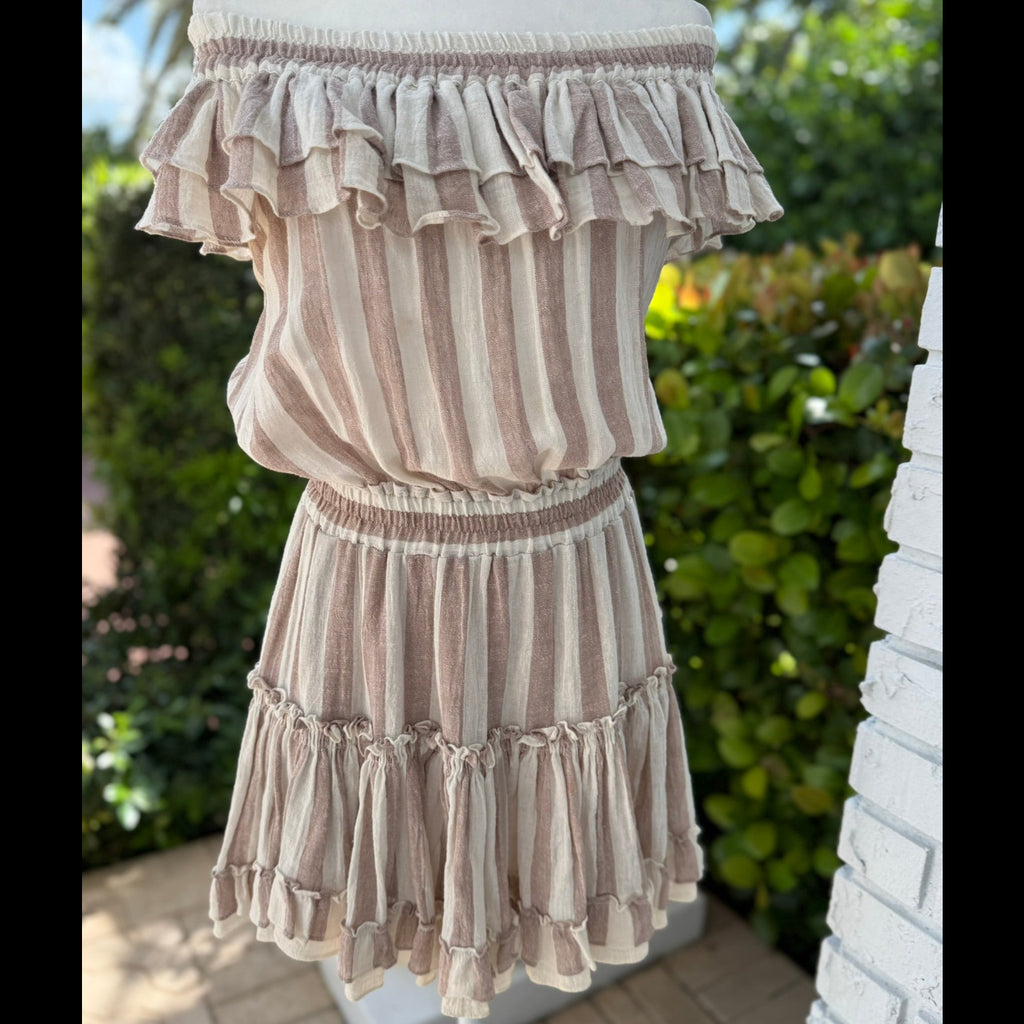 Misa Los Angeles Striped Ruffle Mini Dress Size Medium