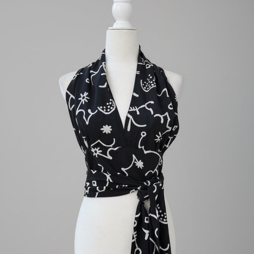 Comedia Printed Wrap Halter Top Size Small
