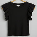 Sundays Ribbed Flutter Sleeve Crop Top Size Small