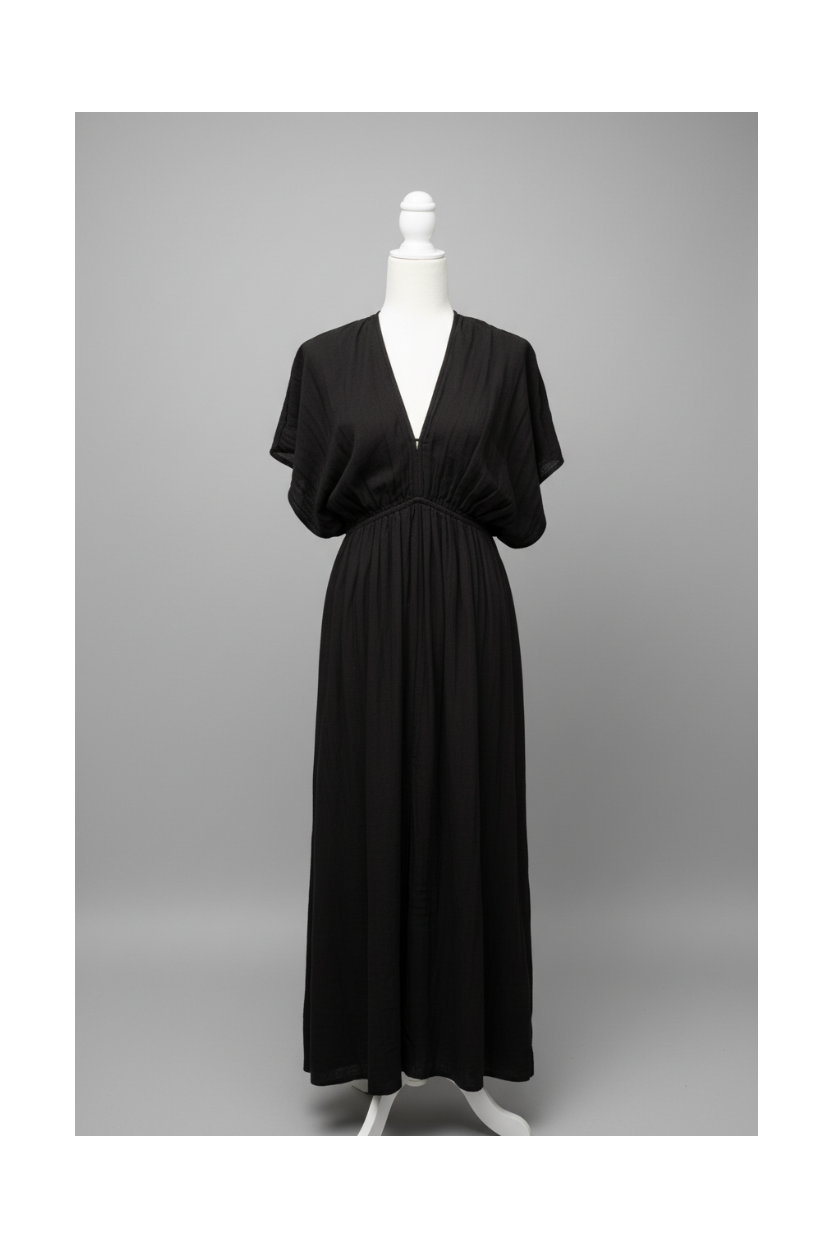 Elan Black Cotton Maxi Dress Size Small