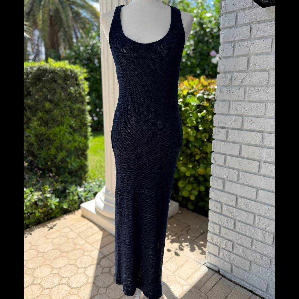 LA Made Navy Sleeveless Knit Maxi Dress Size Small