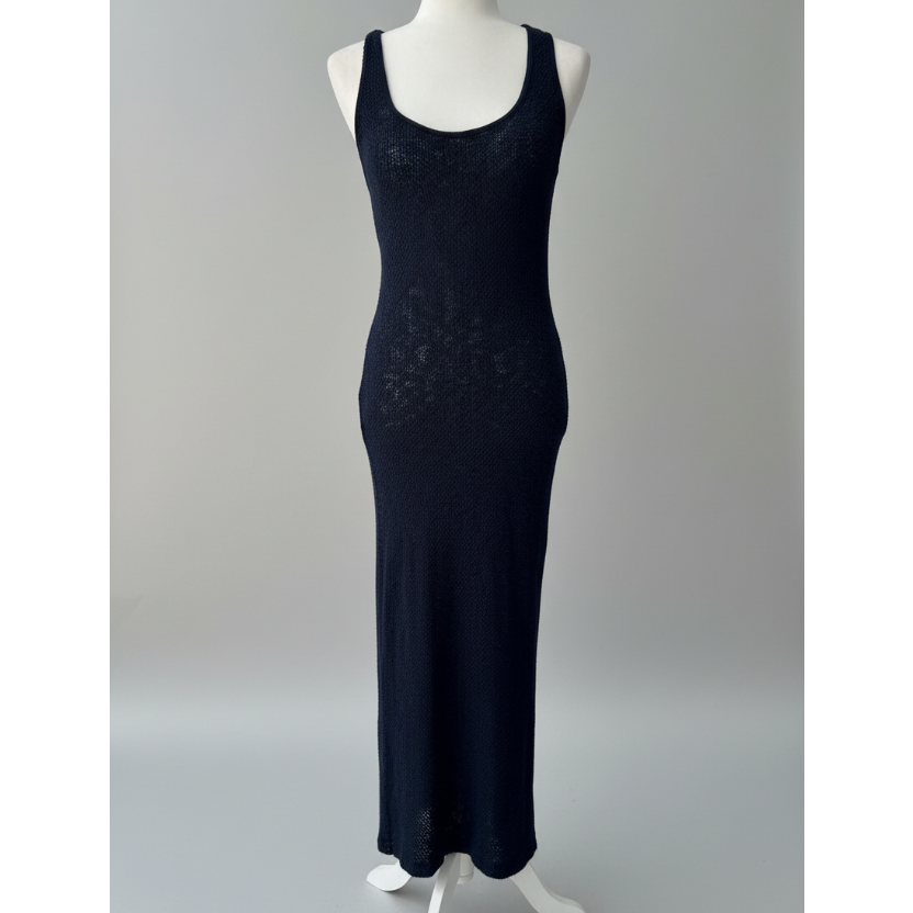 LA Made Navy Sleeveless Knit Maxi Dress Size Small
