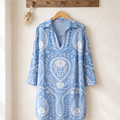 Joie Blue Printed Linen Dress Size 14