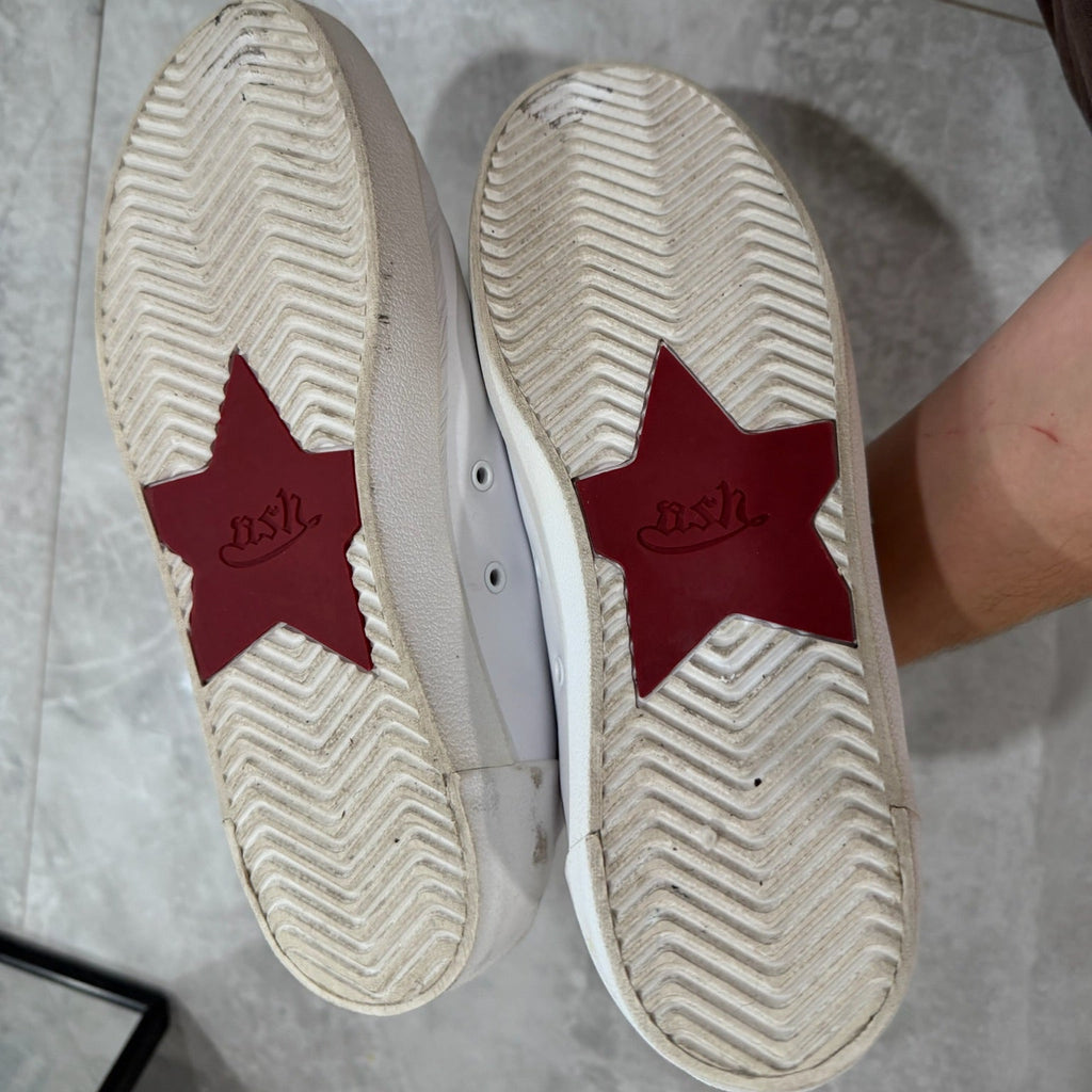 Ash Nikita Sequin Heart White Leather Sneakers Size 37