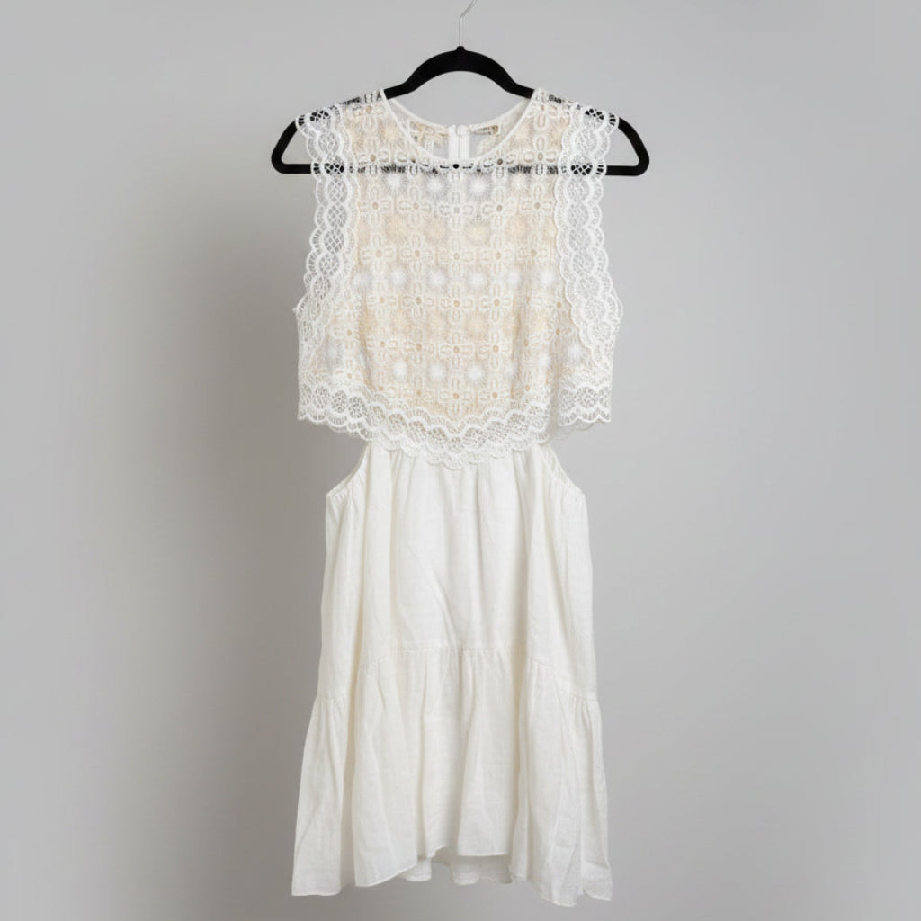 Sandro White Lace Cut-Out Dress Size Small (38)