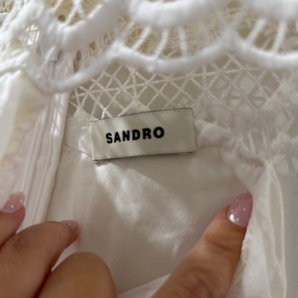 Sandro White Lace Cut-Out Dress Size Small (38)