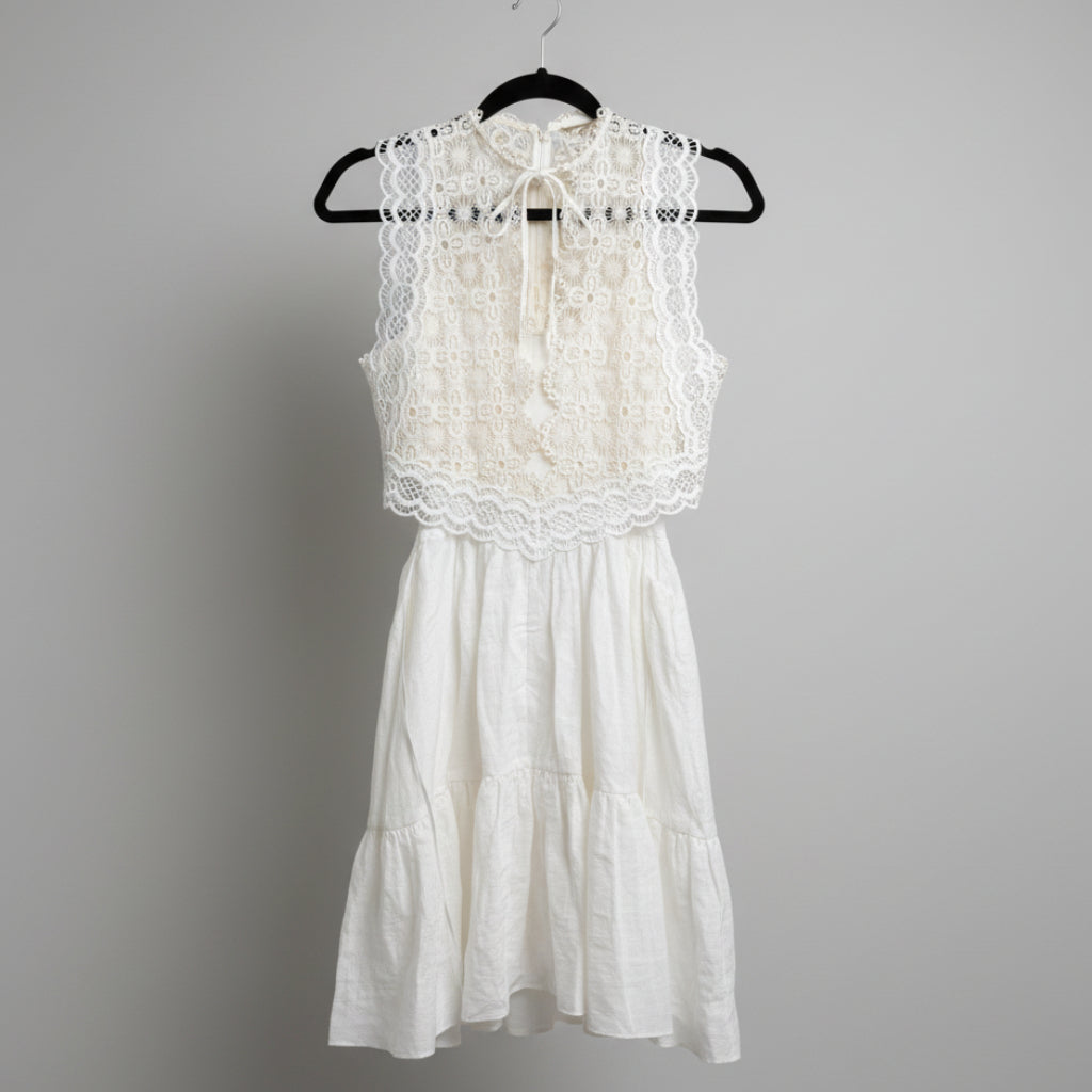 Sandro White Lace Cut-Out Dress Size Small (38)