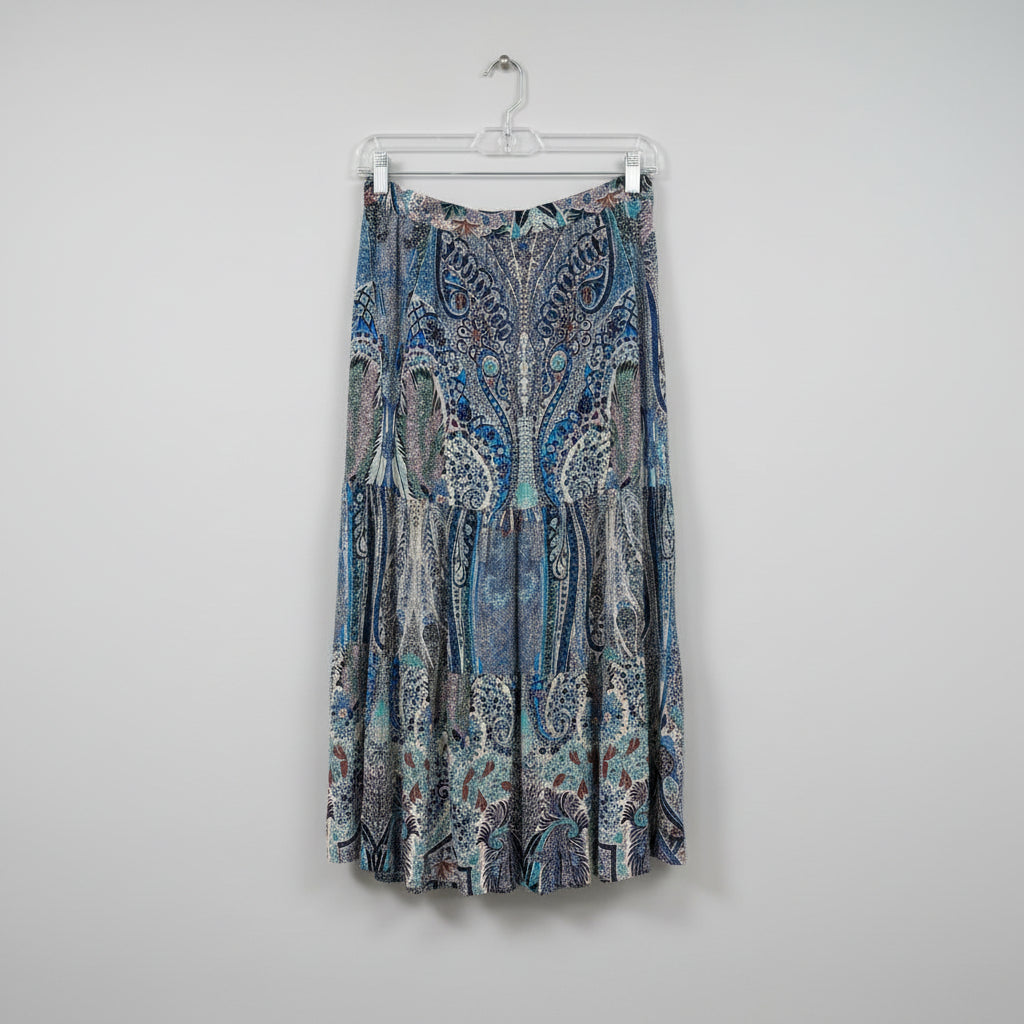 ba&sh Blue Paisley tiered Midi Skirt Size 2